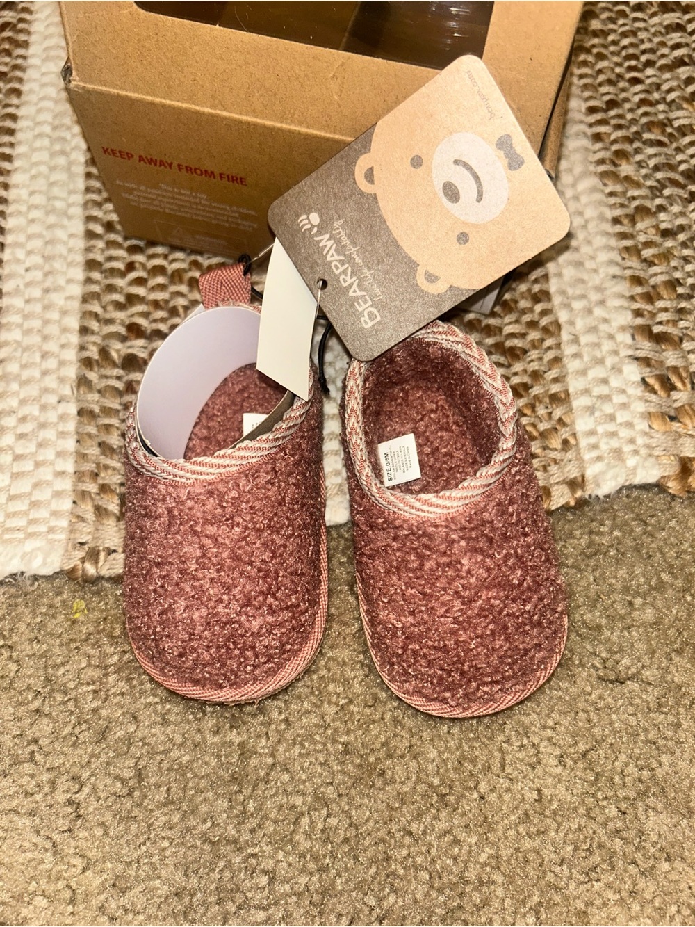 BearPaw Kids Dusty Rose Plush Slip-On Booties